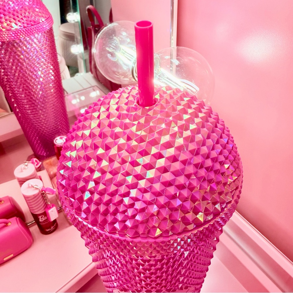 Starbucks Hot Pink Studded Rhinestone Tumbler with Straw - Picture 3 of 5